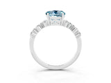 White gold Round Cut Aquamarine Scattered Round Accent Ring with Prong Setting_27