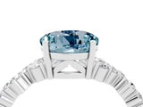 White gold Round Cut Aquamarine Scattered Round Accent Ring with Prong Setting_28