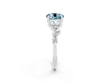 White gold Round Cut Aquamarine Scattered Round Accent Ring with Prong Setting_62