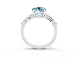 White gold Round Cut Aquamarine Scattered Round Accent Ring with Prong Setting_63