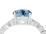 White gold Round Cut Aquamarine Scattered Round Accent Ring with Prong Setting_64