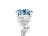 White gold Round Cut Aquamarine Scattered Round Accent Ring with Prong Setting_65