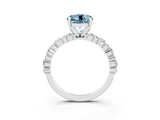 White gold Round Cut Aquamarine Side Stone Solitaire Ring with Round  and Four-Prong Setting_51