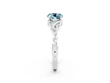 White gold Round Cut Aquamarine Solitaire Celtic Knot Ring with Four-Prong Setting_14