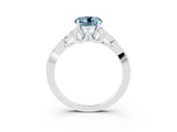 White gold Round Cut Aquamarine Solitaire Celtic Knot Ring with Four-Prong Setting_15