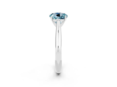 White gold Round Cut Aquamarine Solitaire Engagement Ring with Cathedral Setting and Four-Prong Mount_26