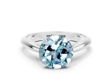 White gold Round Cut Aquamarine Solitaire Engagement Ring with Cathedral Setting and Four-Prong Mount_30
