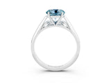 White gold Round Cut Aquamarine Solitaire Engagement Ring with Cathedral Setting and Four-Prong Mount_33