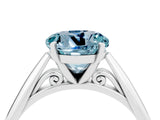 White gold Round Cut Aquamarine Solitaire Engagement Ring with Cathedral Setting and Four-Prong Mount_34