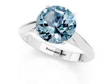 White gold Round Cut Aquamarine Solitaire Engagement Ring with Cathedral Setting and Four-Prong Mount_85