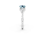 White gold Round Cut Aquamarine Solitaire Engagement Ring with Celtic Knot Band and Four-Prong Setting_2