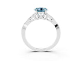 White gold Round Cut Aquamarine Solitaire Engagement Ring with Celtic Knot Band and Four-Prong Setting_3