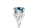 White gold Round Cut Aquamarine Solitaire Engagement Ring with Celtic Knot Band and Four-Prong Setting_5