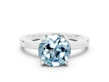 White gold Round Cut Aquamarine Solitaire Engagement Ring with Classic Band and Four-Prong Setting_24