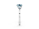 White gold Round Cut Aquamarine Solitaire Engagement Ring with Classic Band and Four-Prong Setting_26