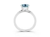 White gold Round Cut Aquamarine Solitaire Engagement Ring with Classic Band and Four-Prong Setting_27