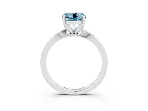 White gold Round Cut Aquamarine Solitaire Engagement Ring with Classic Band and Four-Prong Setting_27