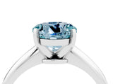 White gold Round Cut Aquamarine Solitaire Engagement Ring with Classic Band and Four-Prong Setting_40