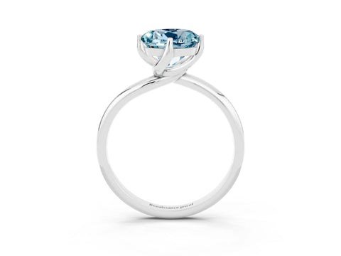 White gold Round Cut Aquamarine Solitaire Engagement Ring with Four-Prong Setting and Classic Band_15