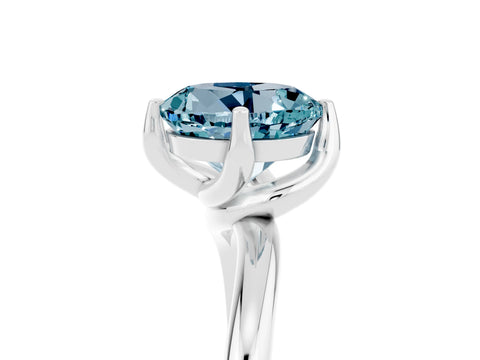 White gold Round Cut Aquamarine Solitaire Engagement Ring with Four-Prong Setting and Classic Band_17