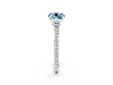 White gold Round Cut Aquamarine Solitaire Engagement Ring with Pavé Band and Four-Prong Setting_2