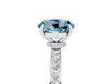 White gold Round Cut Aquamarine Solitaire Engagement Ring with Pavé Band and Four-Prong Setting_5