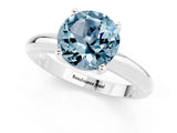 White gold Round Cut Aquamarine Solitaire Engagement Ring with Round Band and Four-Prong Setting_1