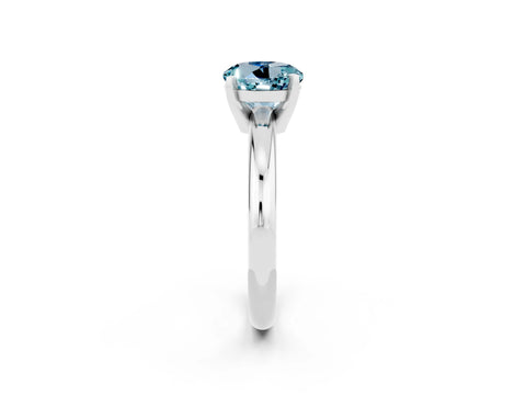 White gold Round Cut Aquamarine Solitaire Engagement Ring with Round Band and Four-Prong Setting_2