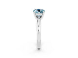 White gold Round Cut Aquamarine Solitaire Engagement Ring with Round Band and Four-Prong Setting_2