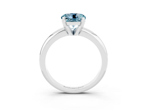 White gold Round Cut Aquamarine Solitaire Engagement Ring with Round Band and Four-Prong Setting_3