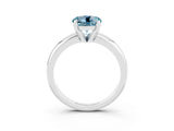 White gold Round Cut Aquamarine Solitaire Engagement Ring with Round Band and Four-Prong Setting_3