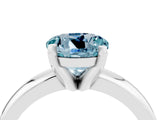 White gold Round Cut Aquamarine Solitaire Engagement Ring with Round Band and Four-Prong Setting_4