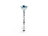 White gold Round Cut Aquamarine Solitaire Pavé Band with Four-Prong Setting_2