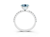 White gold Round Cut Aquamarine Solitaire Pavé Band with Four-Prong Setting_3