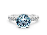 White gold Round Cut Aquamarine Solitaire Pavé Engagement Ring with Round Band and Prong Setting_12