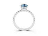 White gold Round Cut Aquamarine Solitaire Pavé Engagement Ring with Round Band and Prong Setting_15