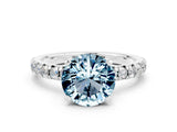White gold Round Cut Aquamarine Solitaire Pavé Engagement Ring with Round Band and Prong Setting_66