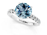 White gold Round Cut Aquamarine Solitaire Pavé Engagement Ring with Round Band and Prong Setting_67