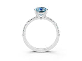 White gold Round Cut Aquamarine Solitaire Pavé Engagement Ring with Round Band and Prong Setting_69