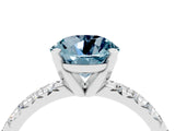 White gold Round Cut Aquamarine Solitaire Pavé Engagement Ring with Round Band and Prong Setting_70