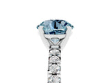 White gold Round Cut Aquamarine Solitaire Pavé Engagement Ring with Round Band and Prong Setting_83
