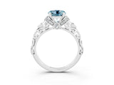 White gold Round Cut Aquamarine Solitaire Ring with Filigree Band and Four-Prong Setting_27