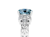 White gold Round Cut Aquamarine Solitaire Ring with Filigree Band and Four-Prong Setting_29