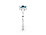 White gold Round Cut Aquamarine Solitaire Ring with Flower Prong Setting and Classic Band_14
