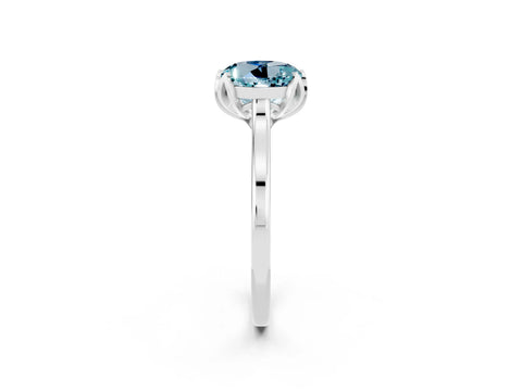 White gold Round Cut Aquamarine Solitaire Ring with Flower Prong Setting and Classic Band_14