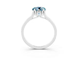White gold Round Cut Aquamarine Solitaire Ring with Flower Prong Setting and Classic Band_15