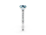 White gold Round Cut Aquamarine Solitaire Ring with Pavé Accents and Four-Prong Setting_2