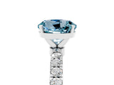 White gold Round Cut Aquamarine Solitaire Ring with Pavé Accents and Four-Prong Setting_5