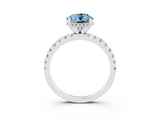 White gold Round Cut Aquamarine Solitaire Ring with Pavé Band and Four-Prong Setting_27