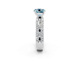 White gold Round Cut Aquamarine Solitaire Ring with Pavé and Channel Set Band_2